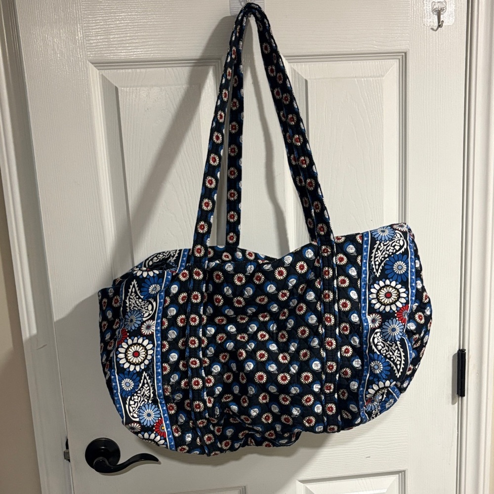 Vera Bradley Night Owl Black and Blue Floral Tote